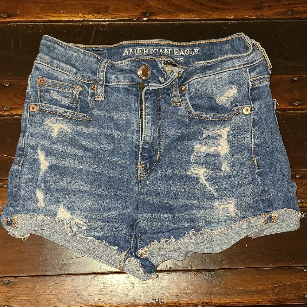 American Eagle Outfitters Distressed Blue Jean Shorts